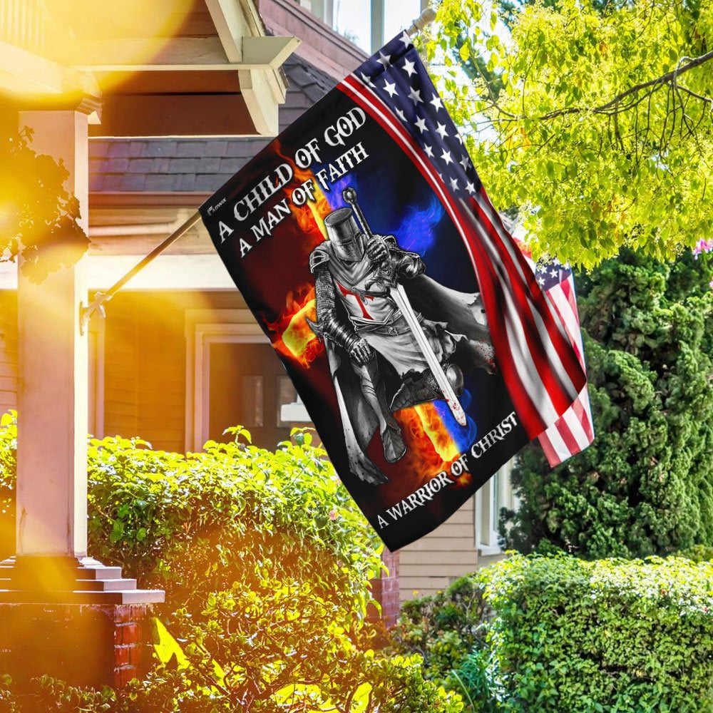 Christian Garden Flags, A Child Of God A Man Of Faith A Warrior Of Christ Flag, Christian House Flags, Christian Cross Flag, Faith Flag
