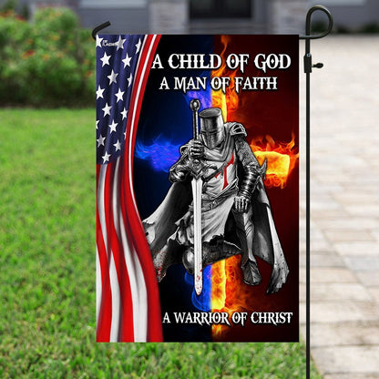 Christian Garden Flags, A Child Of God A Man Of Faith A Warrior Of Christ Flag, Christian House Flags, Christian Cross Flag, Faith Flag