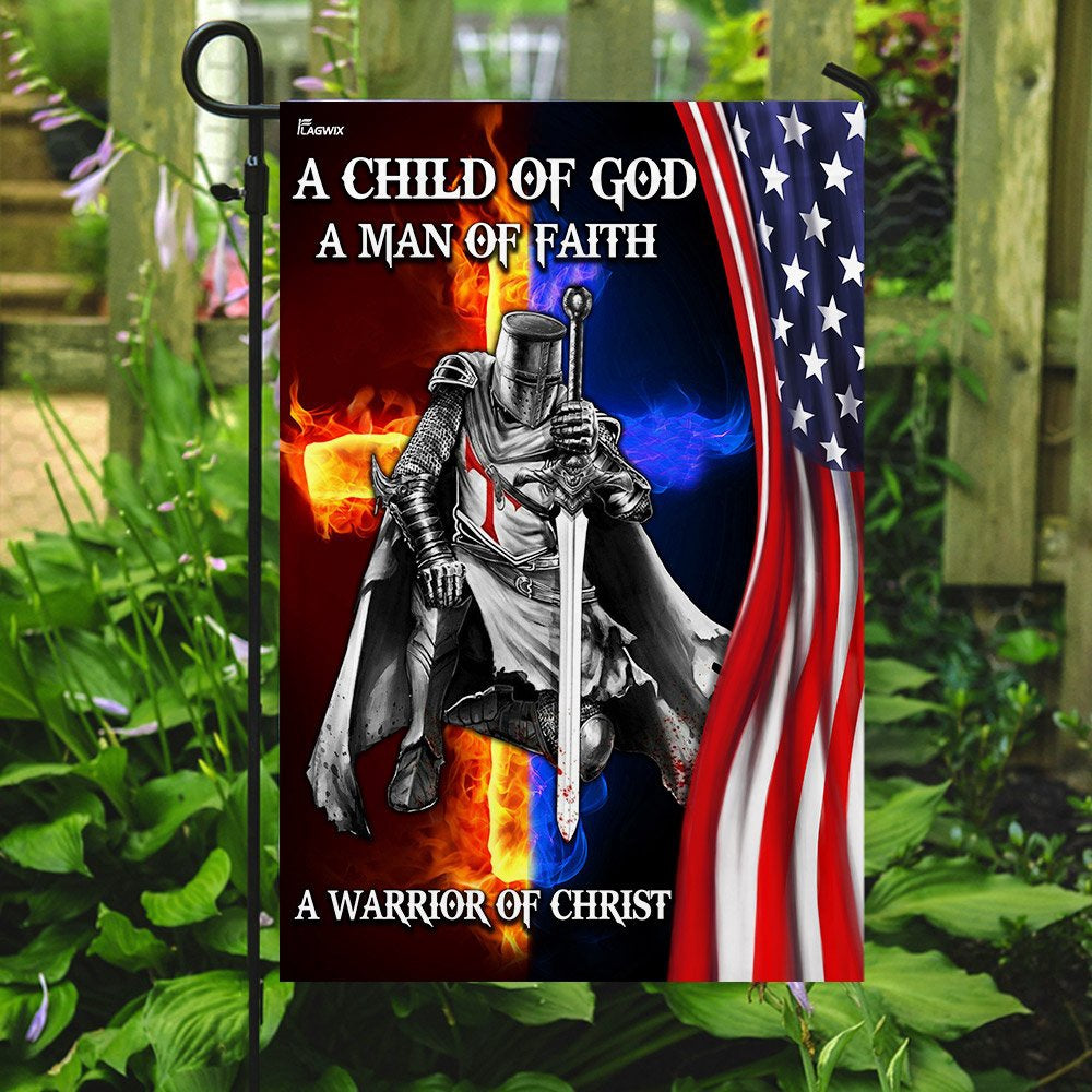 Christian Garden Flags, A Child Of God A Man Of Faith A Warrior Of Christ Flag, Christian House Flags, Christian Cross Flag, Faith Flag