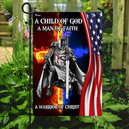 Christian Garden Flags, A Child Of God A Man Of Faith A Warrior Of Christ Flag, Christian House Flags, Christian Cross Flag, Faith Flag