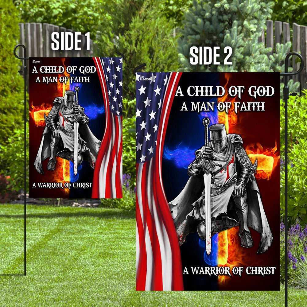 Christian Garden Flags, A Child Of God A Man Of Faith A Warrior Of Christ Flag, Christian House Flags, Christian Cross Flag, Faith Flag