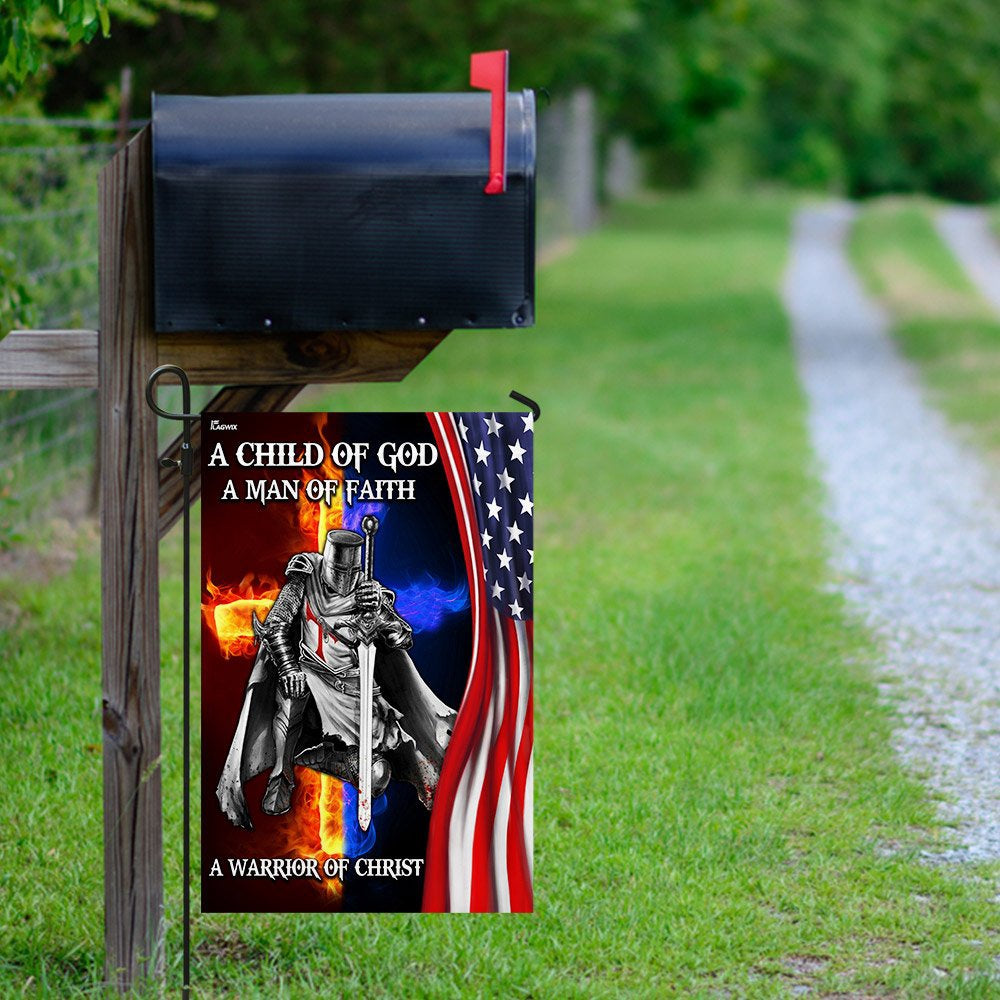 Christian Garden Flags, A Child Of God A Man Of Faith A Warrior Of Christ Flag, Christian House Flags, Christian Cross Flag, Faith Flag