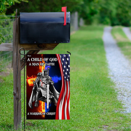 Christian Garden Flags, A Child Of God A Man Of Faith A Warrior Of Christ Flag, Christian House Flags, Christian Cross Flag, Faith Flag