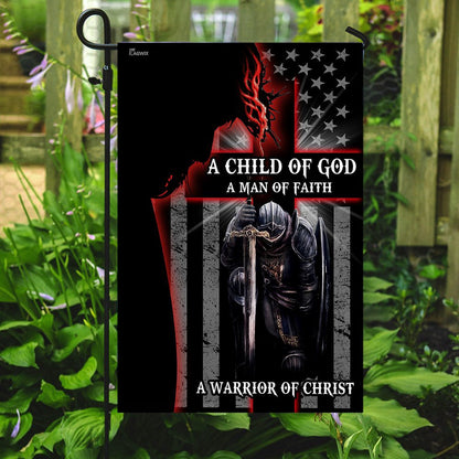 Christian Garden Flags, A Child Of God A Man Of Faith A Warrior Of Christ Flags, Christian House Flags, Christian Cross Flag, Faith Flag