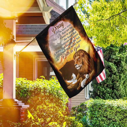 Christian Garden Flags, A Soul That Never Loses Faith In God The Lion &amp The Lamb Flag, Christian House Flags, Christian Cross Flag, Faith Flag