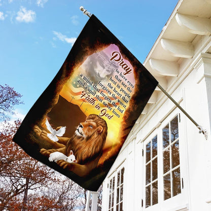 Christian Garden Flags, A Soul That Never Loses Faith In God The Lion &amp The Lamb Flag, Christian House Flags, Christian Cross Flag, Faith Flag