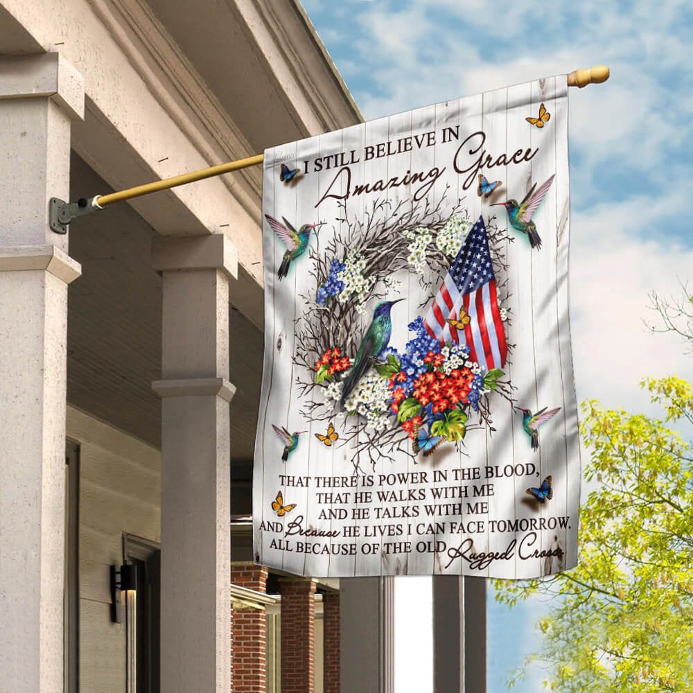 Christian Garden Flags, Amazing Grace Hummingbird Flag, Christian House Flags, Christian Cross Flag, Faith Flag