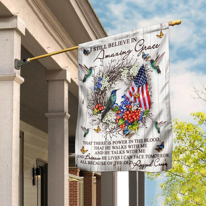 Christian Garden Flags, Amazing Grace Hummingbird Flag, Christian House Flags, Christian Cross Flag, Faith Flag
