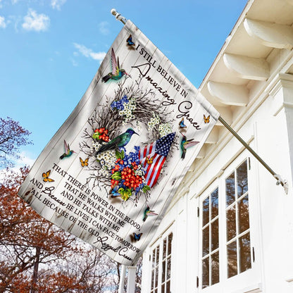 Christian Garden Flags, Amazing Grace Hummingbird Flag, Christian House Flags, Christian Cross Flag, Faith Flag