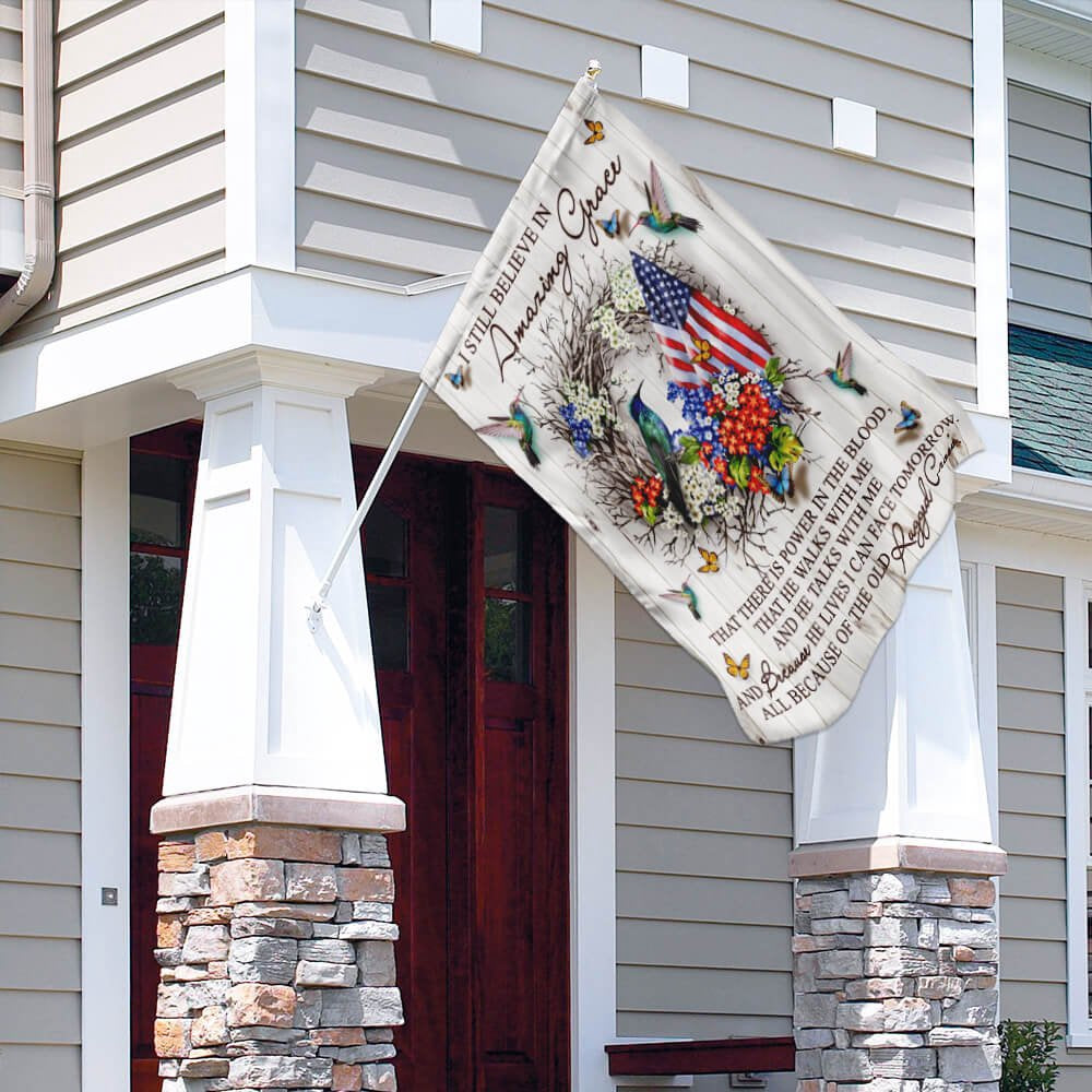 Christian Garden Flags, Amazing Grace Hummingbird Flag, Christian House Flags, Christian Cross Flag, Faith Flag
