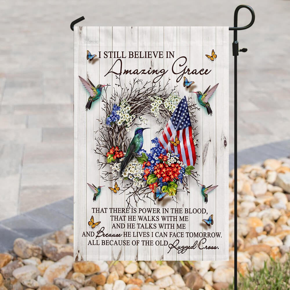 Christian Garden Flags, Amazing Grace Hummingbird Flag, Christian House Flags, Christian Cross Flag, Faith Flag