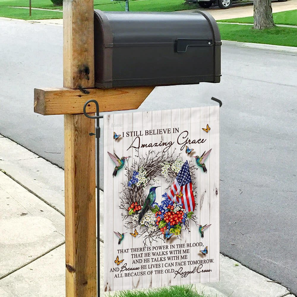 Christian Garden Flags, Amazing Grace Hummingbird Flag, Christian House Flags, Christian Cross Flag, Faith Flag