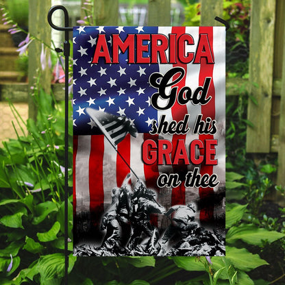 Christian Garden Flags, America, God Shed His Grace On Thee Flag, Christian House Flags, Christian Cross Flag, Faith Flag