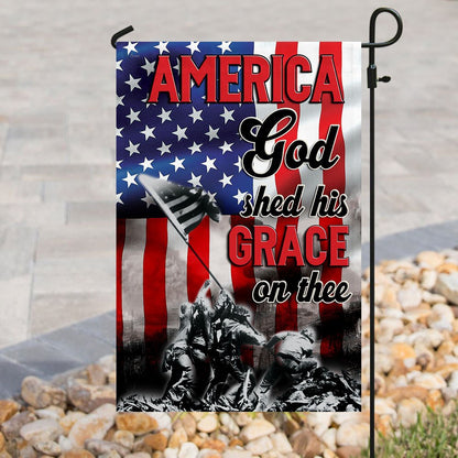 Christian Garden Flags, America, God Shed His Grace On Thee Flag, Christian House Flags, Christian Cross Flag, Faith Flag