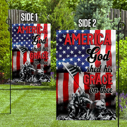 Christian Garden Flags, America, God Shed His Grace On Thee Flag, Christian House Flags, Christian Cross Flag, Faith Flag