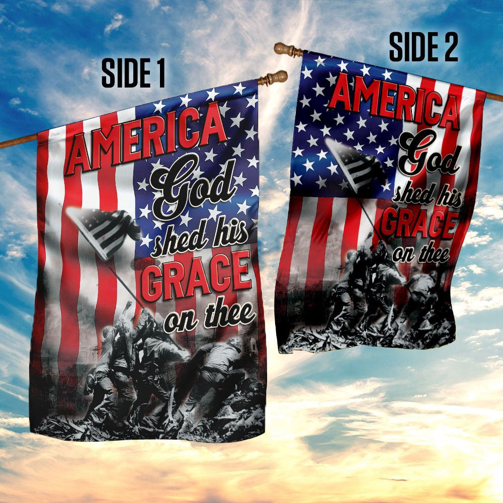 Christian Garden Flags, America, God Shed His Grace On Thee Flag, Christian House Flags, Christian Cross Flag, Faith Flag