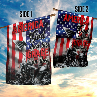 Christian Garden Flags, America, God Shed His Grace On Thee Flag, Christian House Flags, Christian Cross Flag, Faith Flag