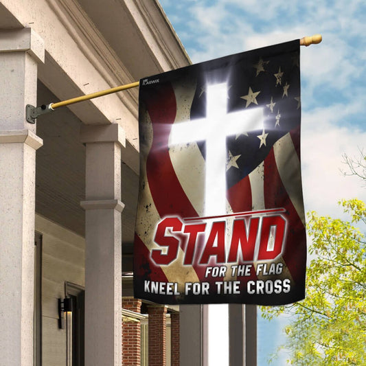 Christian Garden Flags, America Stand For The Flag Kneel For The Cross Flag, Christian House Flags, Christian Cross Flag, Faith Flag