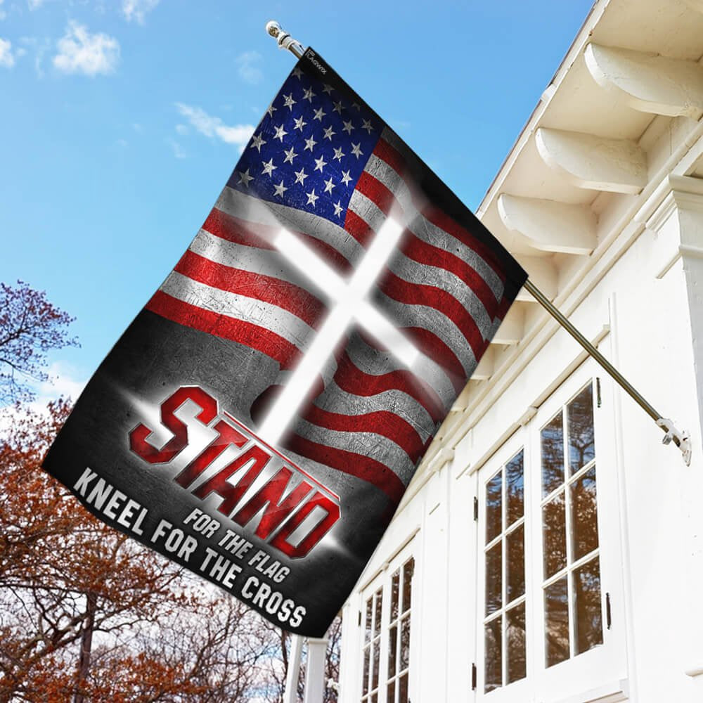 Christian Garden Flags, America Stand For The Flag Kneel For The Cross Flag, Christian House Flags, Christian Cross Flag, Faith Flag