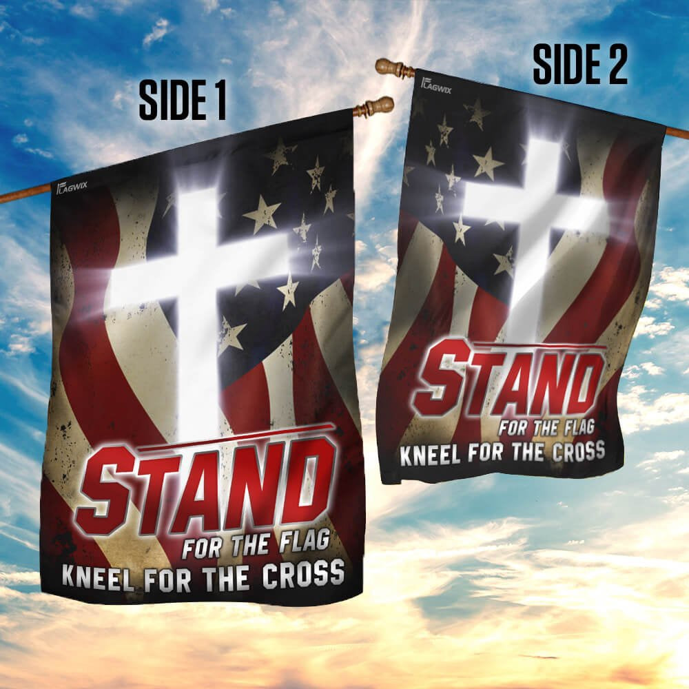 Christian Garden Flags, America Stand For The Flag Kneel For The Cross Flag, Christian House Flags, Christian Cross Flag, Faith Flag