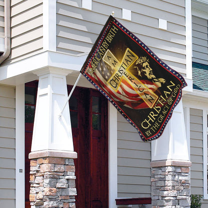 Christian Garden Flags, American By Birth - Christian By The Grace Of God Flag, Christian House Flags, Christian Cross Flag, Faith Flag
