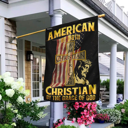 Christian Garden Flags, American By Birth Christian By The Grace Of God Flag, Christian House Flags, Christian Cross Flag, Faith Flag