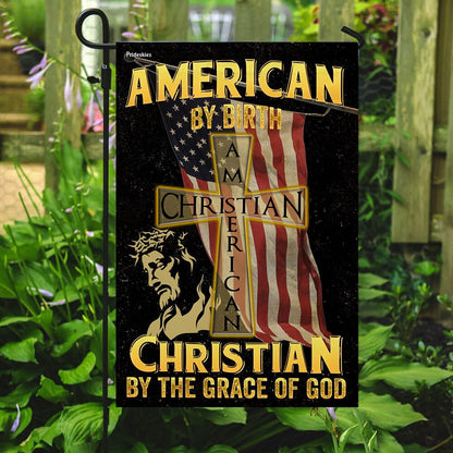 Christian Garden Flags, American By Birth Christian By The Grace Of God Flag, Christian House Flags, Christian Cross Flag, Faith Flag