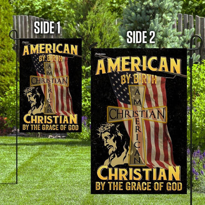 Christian Garden Flags, American By Birth Christian By The Grace Of God Flag, Christian House Flags, Christian Cross Flag, Faith Flag