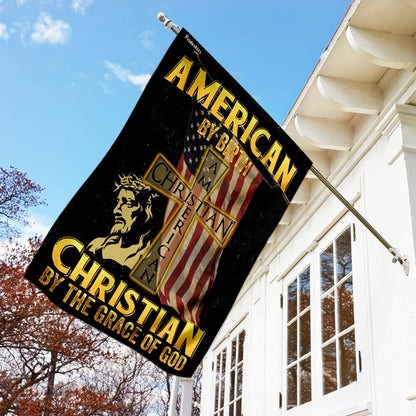 Christian Garden Flags, American By Birth Christian By The Grace Of God Flag, Christian House Flags, Christian Cross Flag, Faith Flag