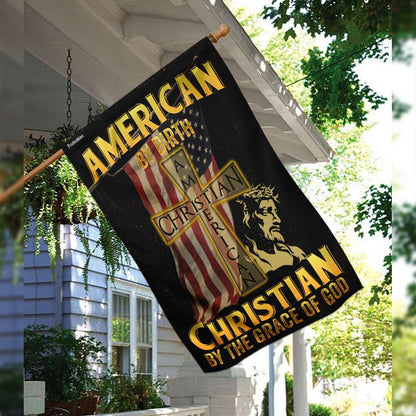 Christian Garden Flags, American By Birth Christian By The Grace Of God Flag, Christian House Flags, Christian Cross Flag, Faith Flag