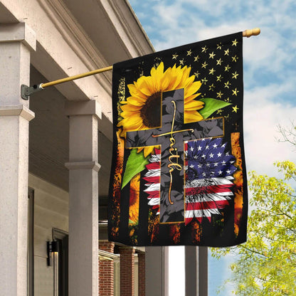 Christian Garden Flags, American Faith Sunflower Flag, Christian House Flags, Christian Cross Flag, Faith Flag