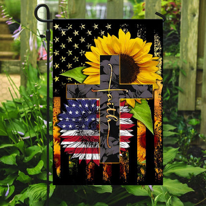 Christian Garden Flags, American Faith Sunflower Flag, Christian House Flags, Christian Cross Flag, Faith Flag
