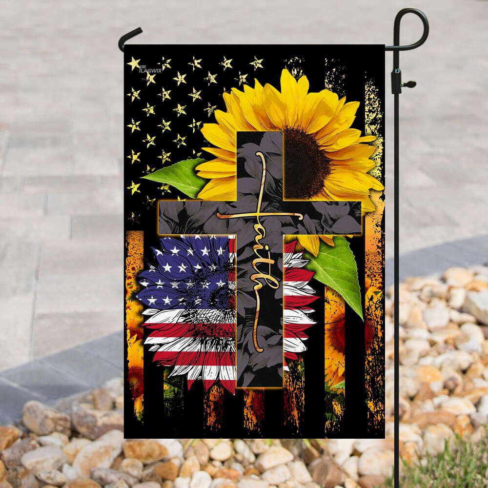 Christian Garden Flags, American Faith Sunflower Flag, Christian House Flags, Christian Cross Flag, Faith Flag