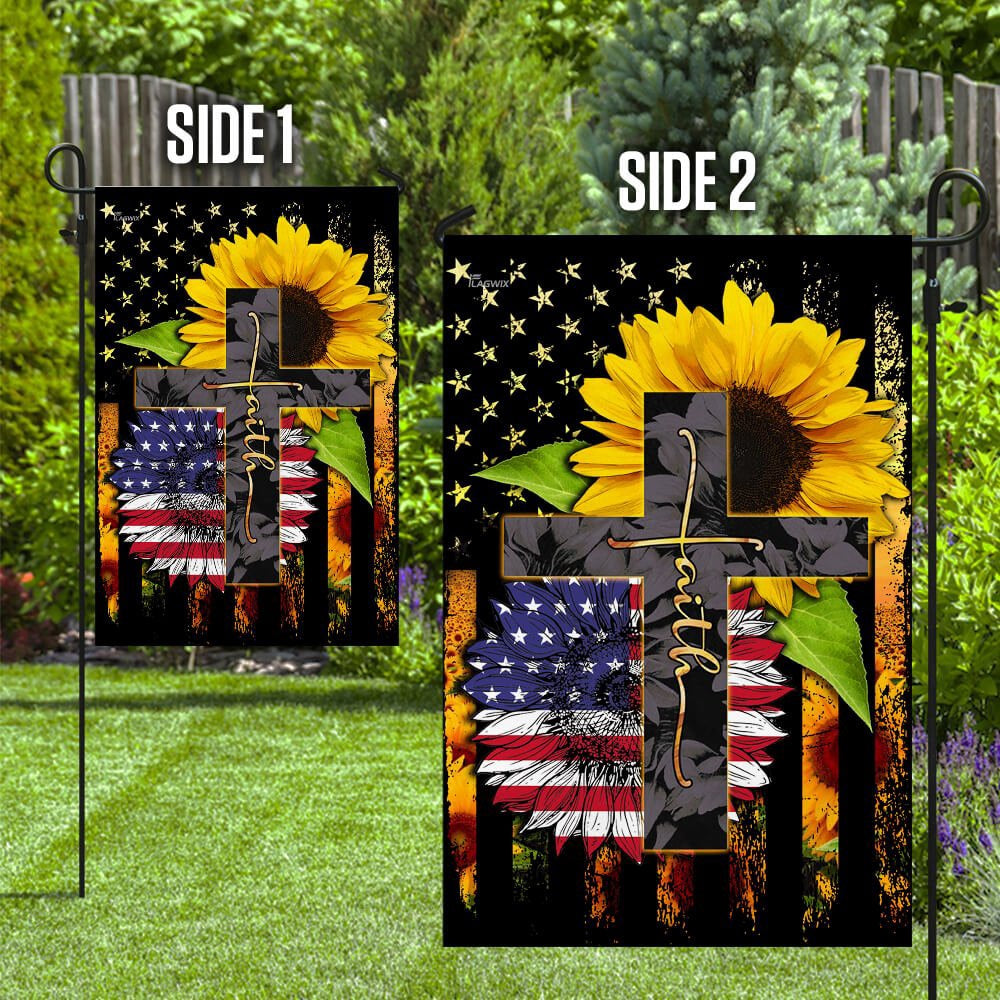Christian Garden Flags, American Faith Sunflower Flag, Christian House Flags, Christian Cross Flag, Faith Flag