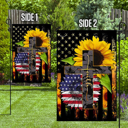 Christian Garden Flags, American Faith Sunflower Flag, Christian House Flags, Christian Cross Flag, Faith Flag