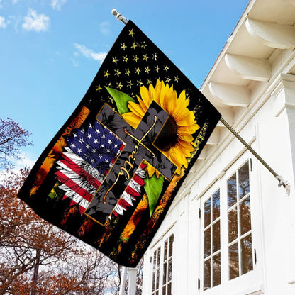 Christian Garden Flags, American Faith Sunflower Flag, Christian House Flags, Christian Cross Flag, Faith Flag