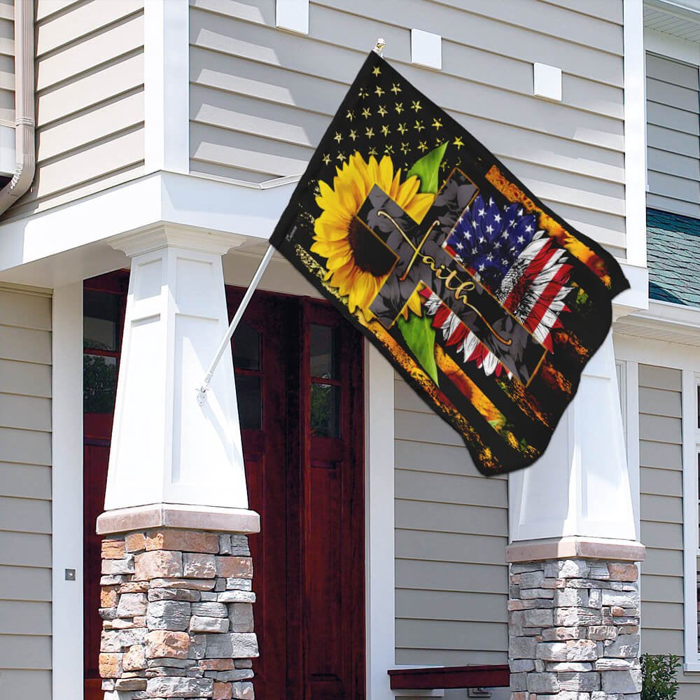 Christian Garden Flags, American Faith Sunflower Flag, Christian House Flags, Christian Cross Flag, Faith Flag