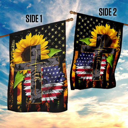 Christian Garden Flags, American Faith Sunflower Flag, Christian House Flags, Christian Cross Flag, Faith Flag