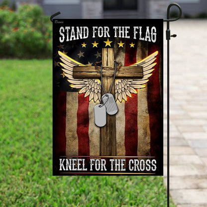 Christian Garden Flags, American I Stand For The Flag, I Kneel For The Cross Flag, Christian House Flags, Christian Cross Flag, Faith Flag