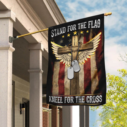 Christian Garden Flags, American I Stand For The Flag, I Kneel For The Cross Flag, Christian House Flags, Christian Cross Flag, Faith Flag