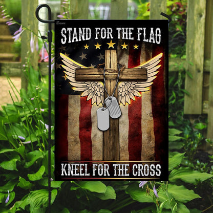 Christian Garden Flags, American I Stand For The Flag, I Kneel For The Cross Flag, Christian House Flags, Christian Cross Flag, Faith Flag
