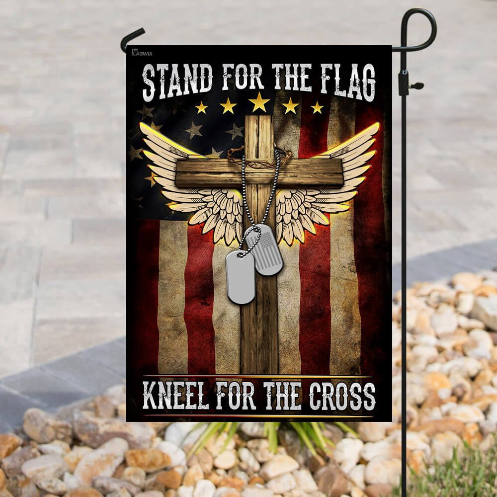 Christian Garden Flags, American I Stand For The Flag, I Kneel For The Cross Flag, Christian House Flags, Christian Cross Flag, Faith Flag