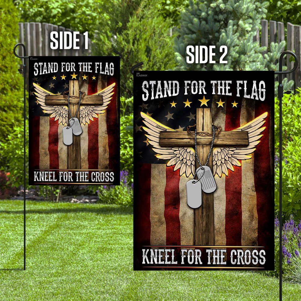 Christian Garden Flags, American I Stand For The Flag, I Kneel For The Cross Flag, Christian House Flags, Christian Cross Flag, Faith Flag