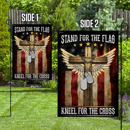 Christian Garden Flags, American I Stand For The Flag, I Kneel For The Cross Flag, Christian House Flags, Christian Cross Flag, Faith Flag