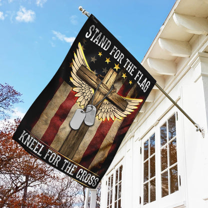 Christian Garden Flags, American I Stand For The Flag, I Kneel For The Cross Flag, Christian House Flags, Christian Cross Flag, Faith Flag