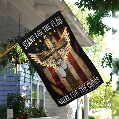 Christian Garden Flags, American I Stand For The Flag, I Kneel For The Cross Flag, Christian House Flags, Christian Cross Flag, Faith Flag