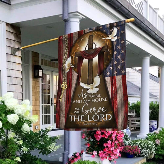 Christian Garden Flags, As For Me And My House, We Will Serve The Lord American Flag, Christian House Flags, Christian Cross Flag, Faith Flag