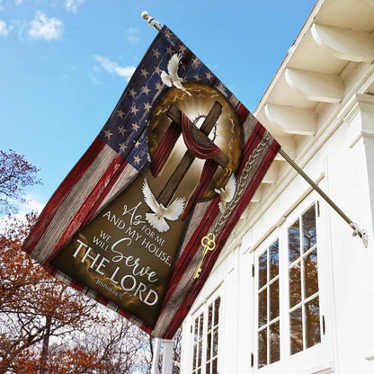Christian Garden Flags, As For Me And My House, We Will Serve The Lord American Flag, Christian House Flags, Christian Cross Flag, Faith Flag