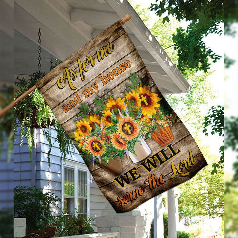 Christian Garden Flags, As For Me And My House We Will Serve The Lord Flag, Christian House Flags, Christian Cross Flag, Faith Flag