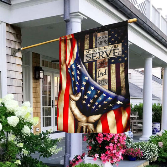 Christian Garden Flags, As For Me &amp My House, We Will Serve The Lord Flag, Christian House Flags, Christian Cross Flag, Faith Flag